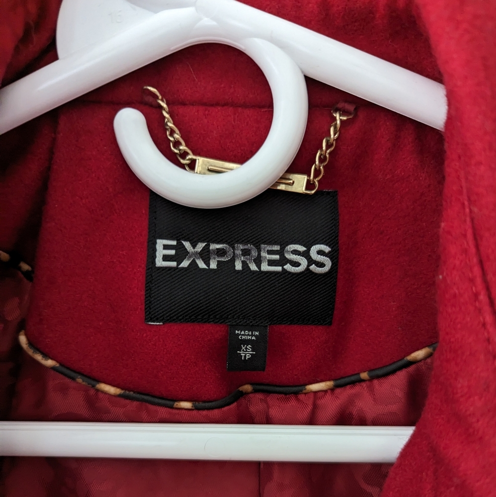 Express Red Peacoat XS - Picture 2 of 8